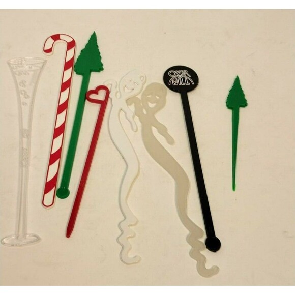 Vintage Set of 62 Drink Stir Sticks Various Themes Retro Barware - Picture 7 of 13